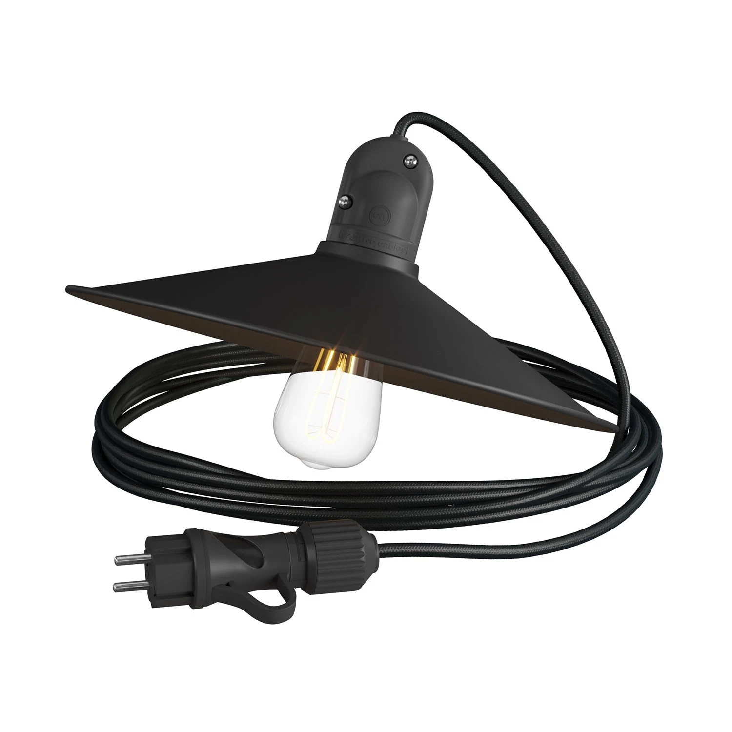 Eiva Snake with Swing shade, portable outdoor lamp, 5 m textile cable, IP65 waterproof lampholder and plug