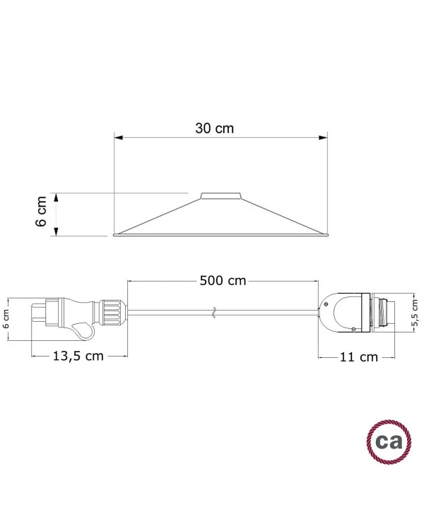 Eiva Snake with Swing shade, portable outdoor lamp, 5 m textile cable, IP65 waterproof lampholder and plug