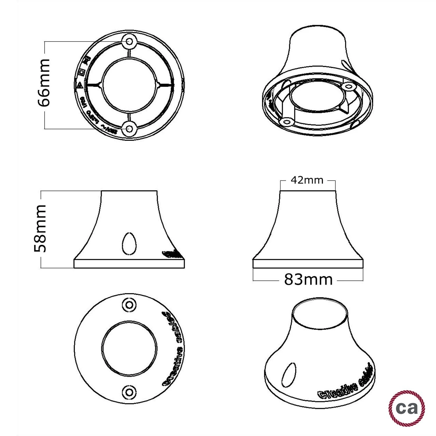 Metallic E27 wall or ceiling lampholder