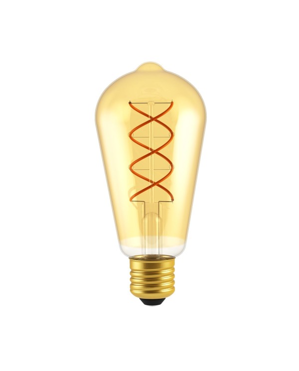 LED Light Bulb Edison ST64 Golden with double curved spiral filament 5W 250Lm E27 2000K Dimmable