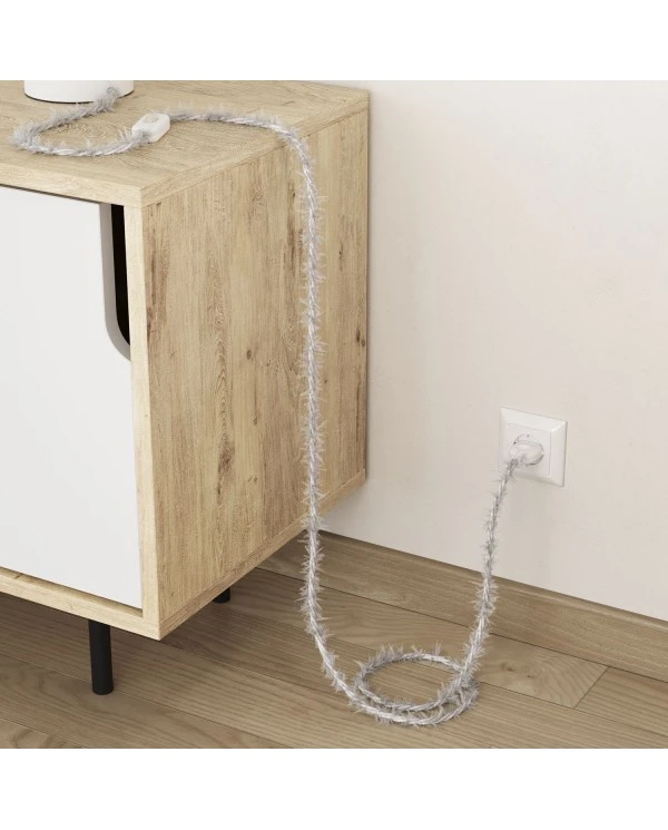 Marlene twisted lighting cable covered in hairy-effect fabric Plain White TP01