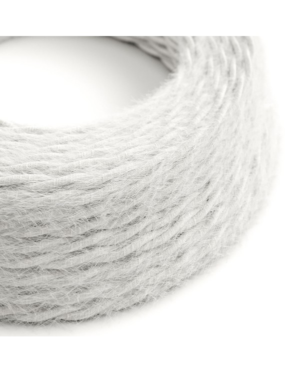 Marlene twisted lighting cable covered in hairy-effect fabric Plain White TP01
