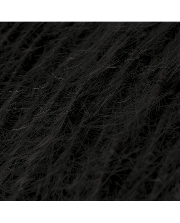 Marlene twisted lighting cable covered in  hairy-effect  fabric Plain Black TP04