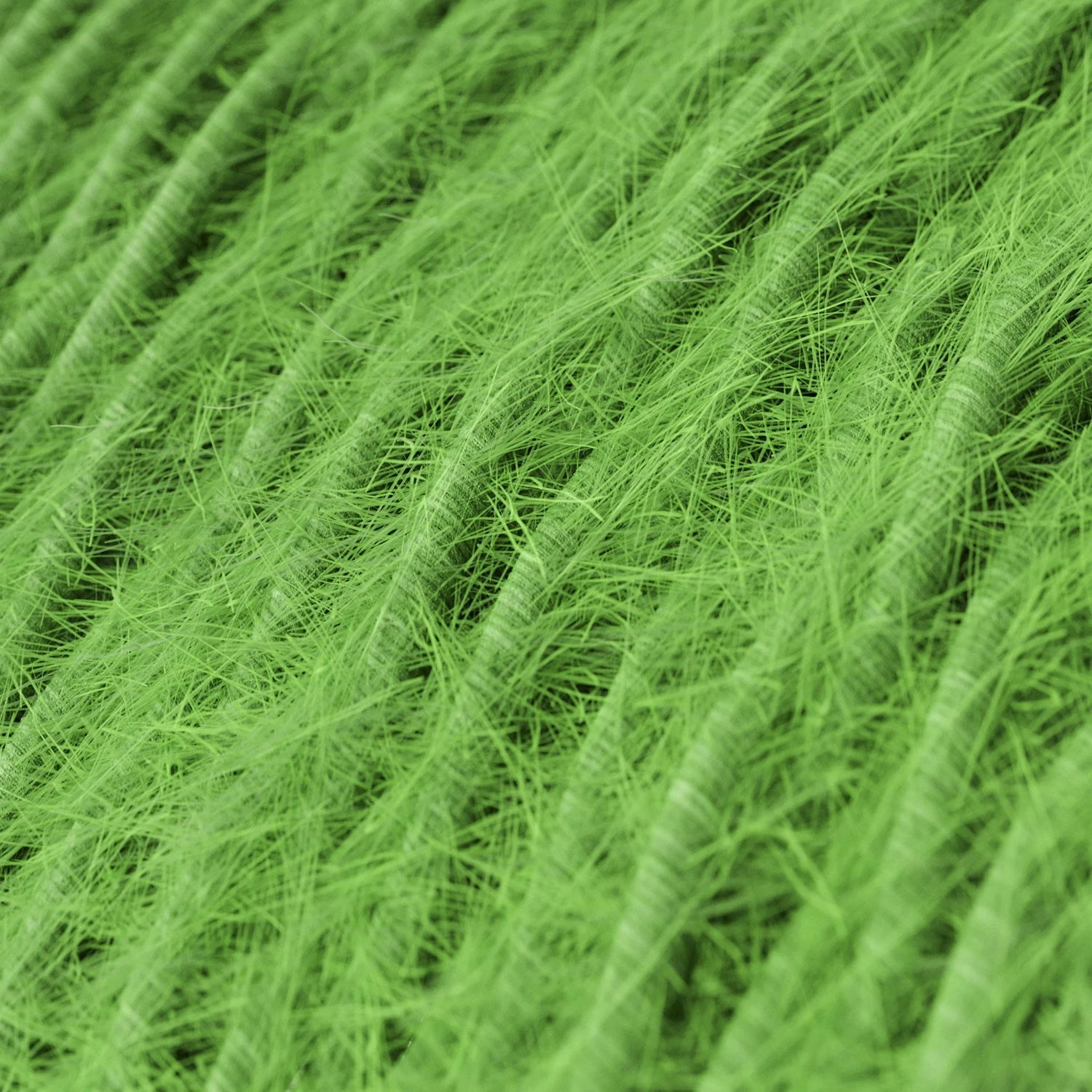 Marlene twisted lighting cable covered in  hairy-effect  fabric Plain Green TP06