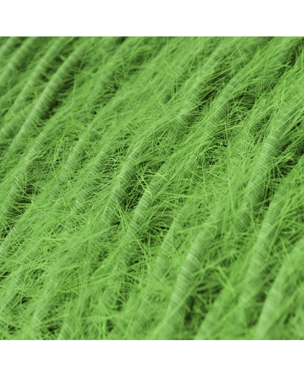 Marlene twisted lighting cable covered in  hairy-effect  fabric Plain Green TP06