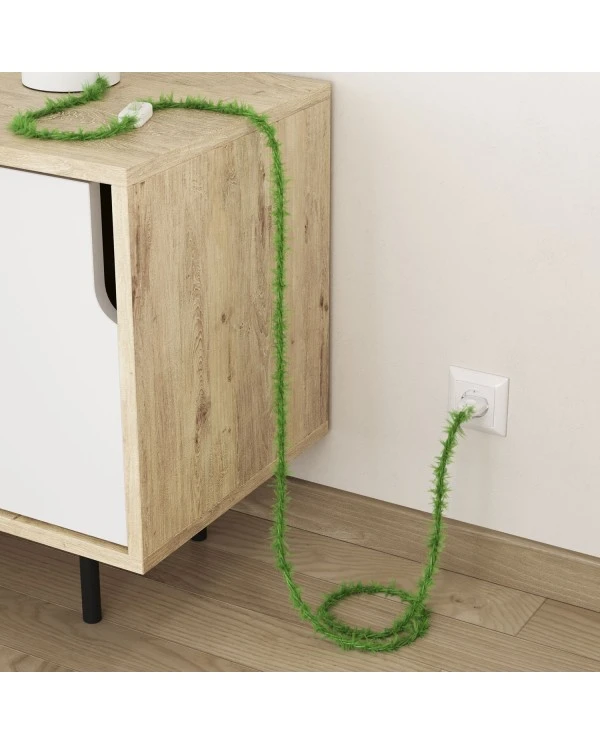 Marlene twisted lighting cable covered in  hairy-effect  fabric Plain Green TP06