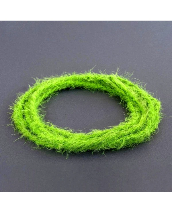 Marlene twisted lighting cable covered in  hairy-effect  fabric Plain Green TP06