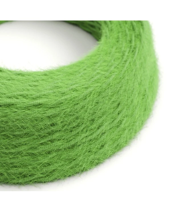 Marlene twisted lighting cable covered in  hairy-effect  fabric Plain Green TP06