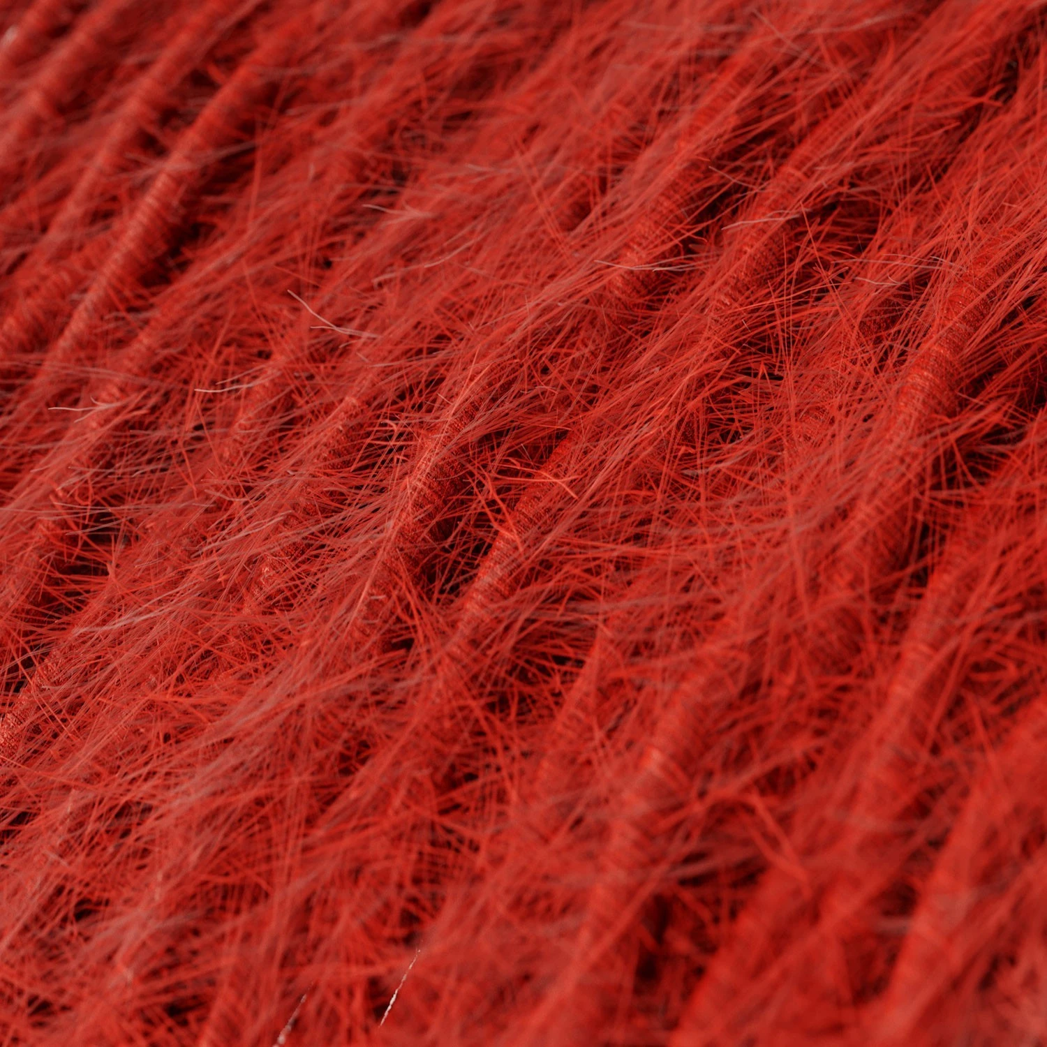 Marlene twisted lighting cable covered in hairy-effect  fabric Plain Red TP09