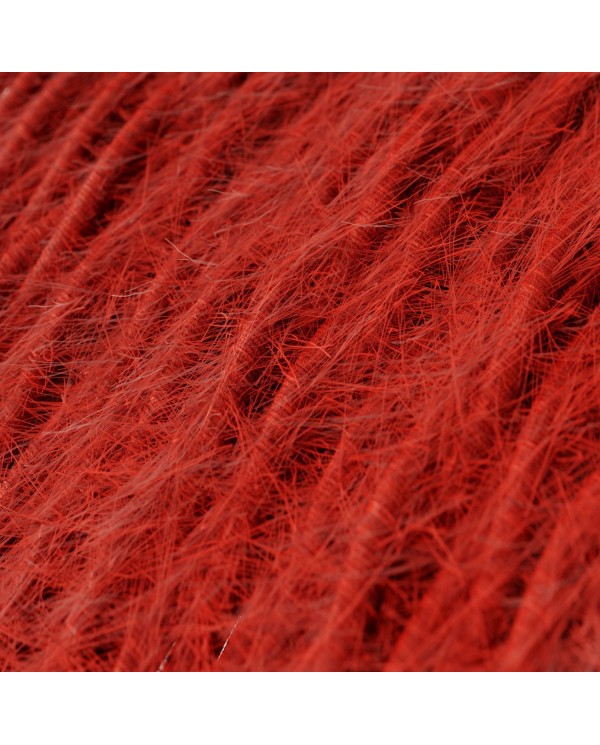 Marlene twisted lighting cable covered in hairy-effect  fabric Plain Red TP09