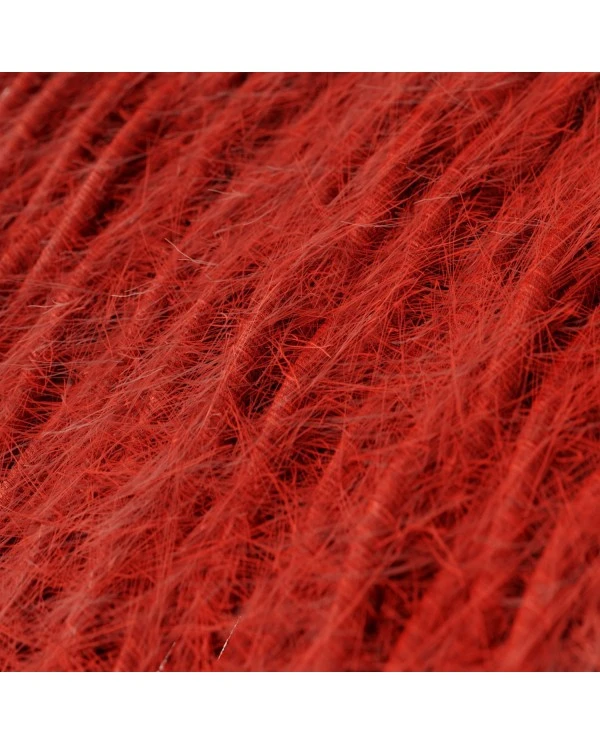 Marlene twisted lighting cable covered in hairy-effect  fabric Plain Red TP09