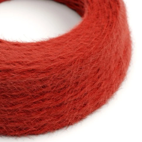 Marlene twisted lighting cable covered in hairy-effect fabric Plain Red TP09