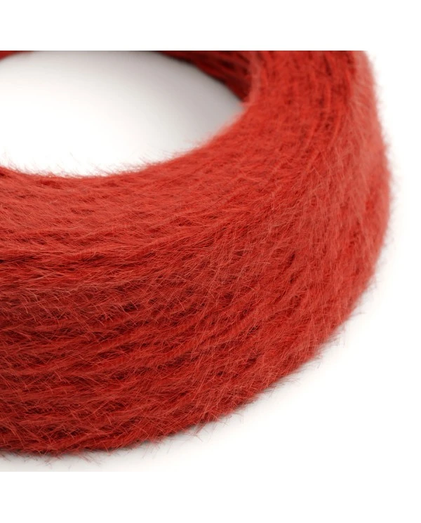 Marlene twisted lighting cable covered in hairy-effect  fabric Plain Red TP09