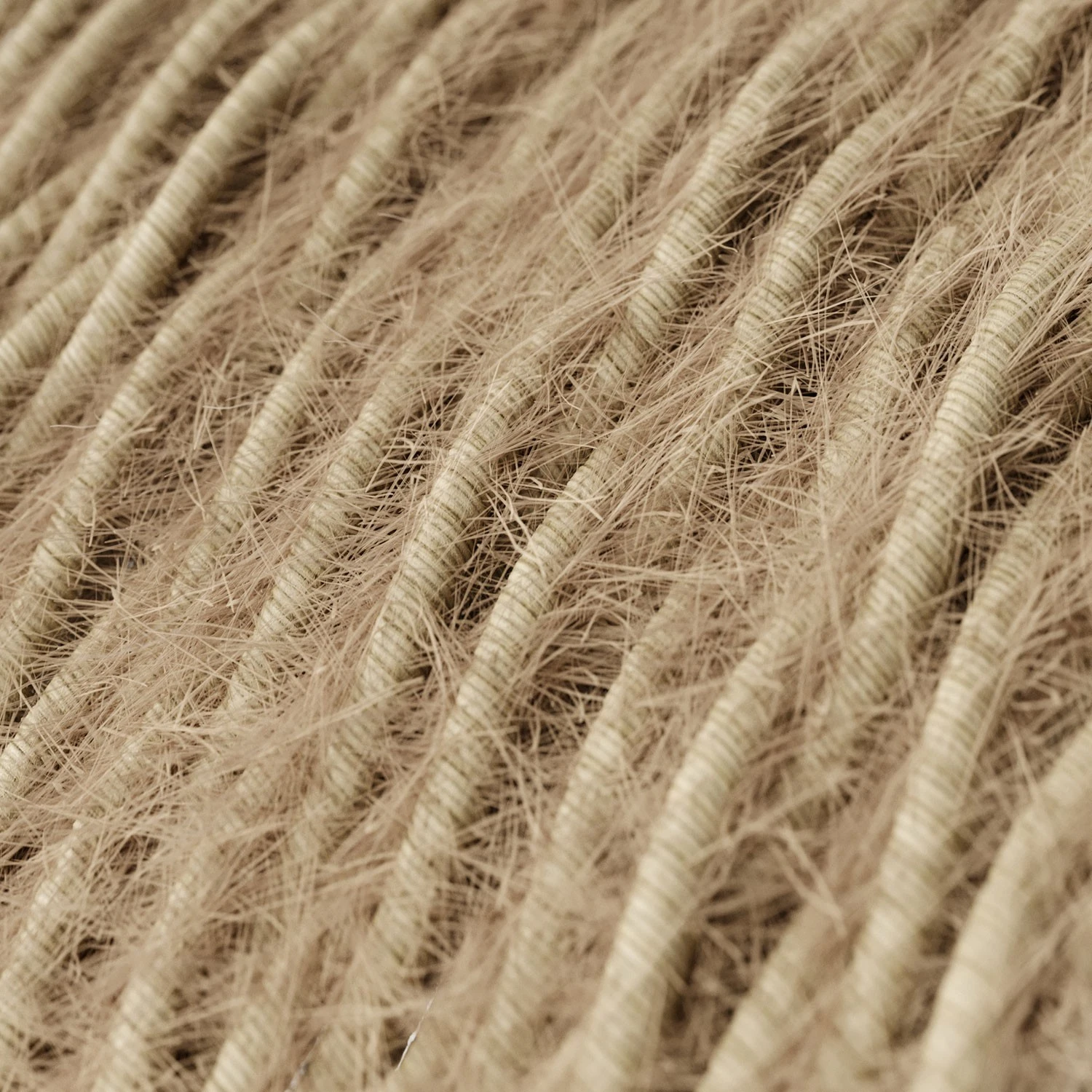 Marlene twisted lighting cable covered in hairy-effect fabric Plain Khaki TP13