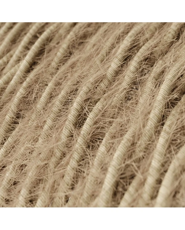 Marlene twisted lighting cable covered in hairy-effect fabric Plain Khaki TP13