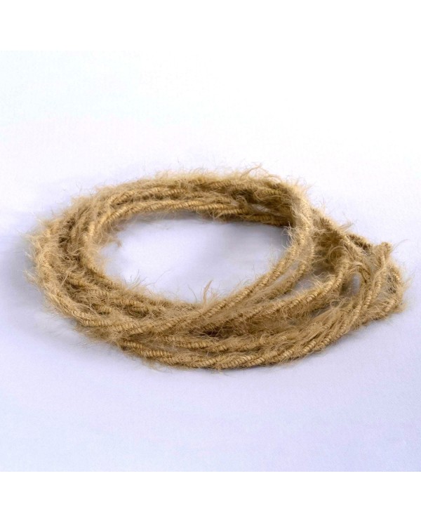 Marlene twisted lighting cable covered in hairy-effect fabric Plain Khaki TP13