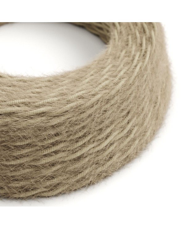 Marlene twisted lighting cable covered in hairy-effect fabric Plain Khaki TP13