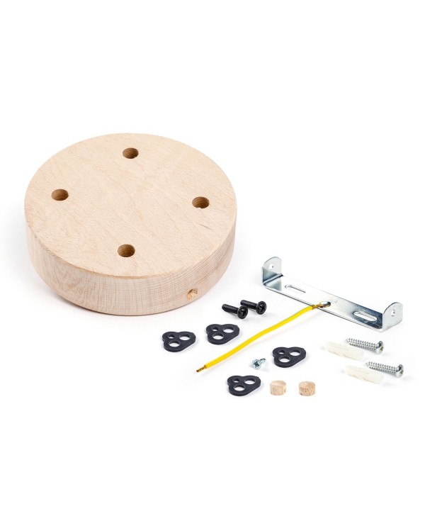 Cylindrical wooden 4-hole ceiling rose Kit