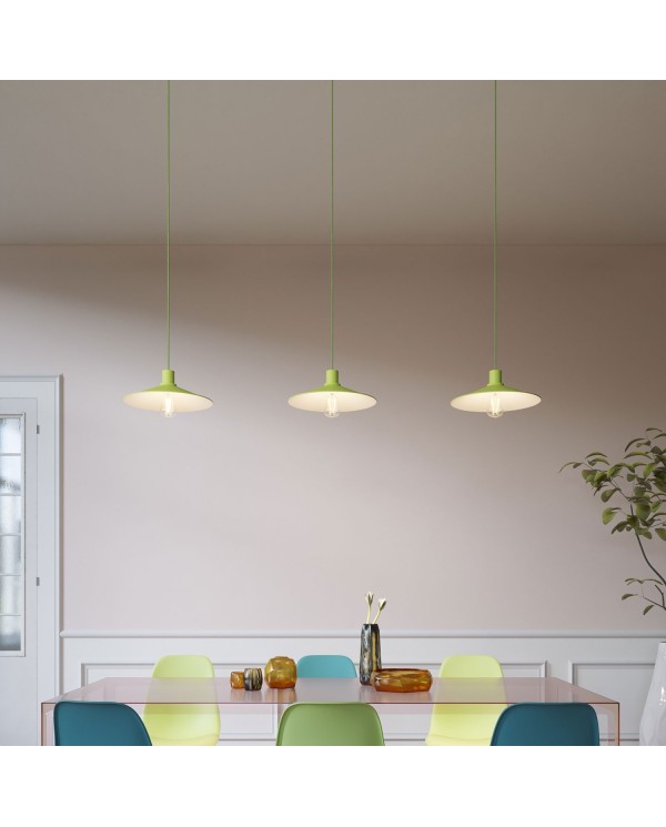 Pendant lighting Made in Italy complete with fabric cable, Swing Pastel lampshade with metal finishing
