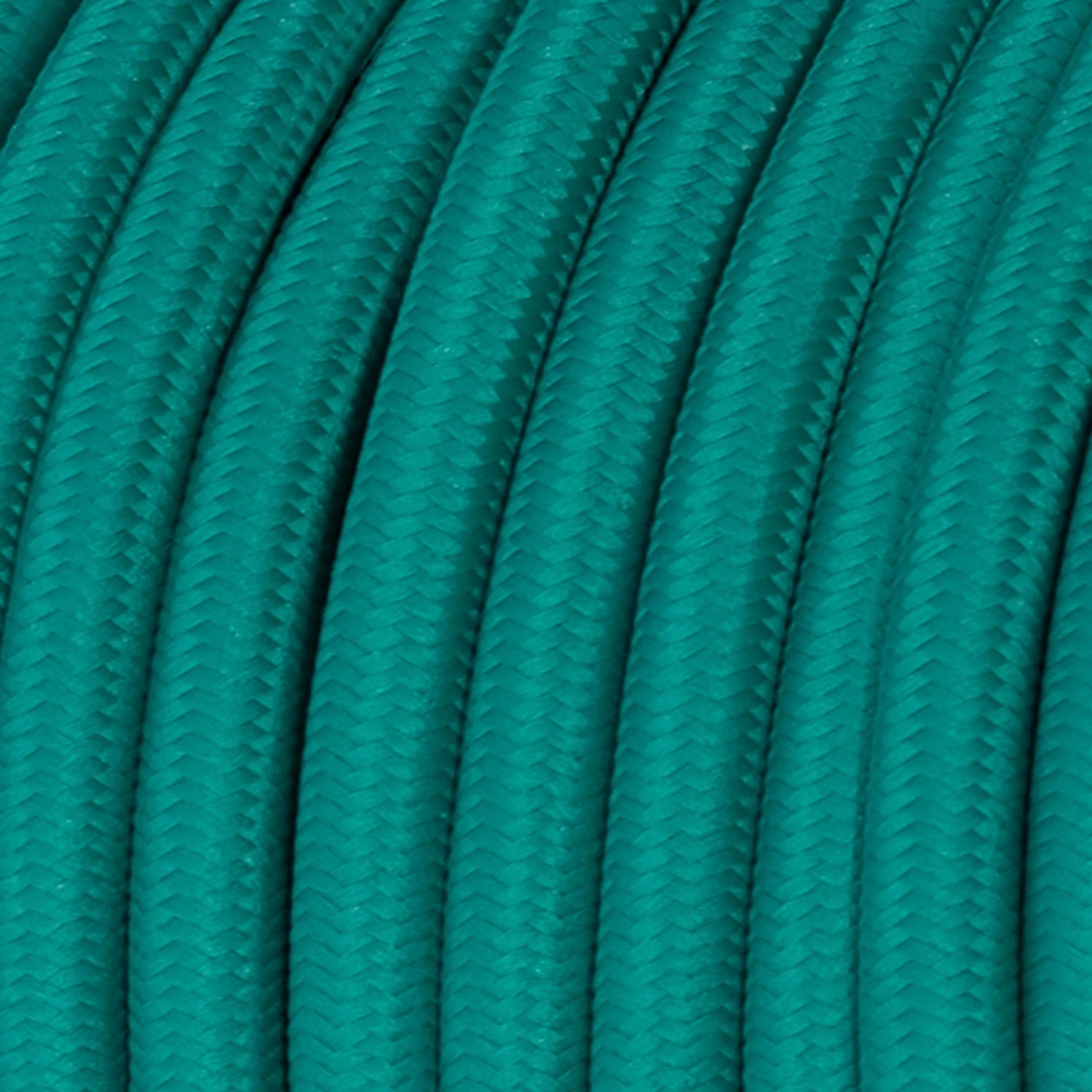 Round Electric Cable covered by Rayon solid color fabric RM71 Turquoise