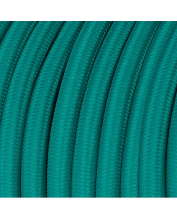 Round Electric Cable covered by Rayon solid color fabric RM71 Turquoise