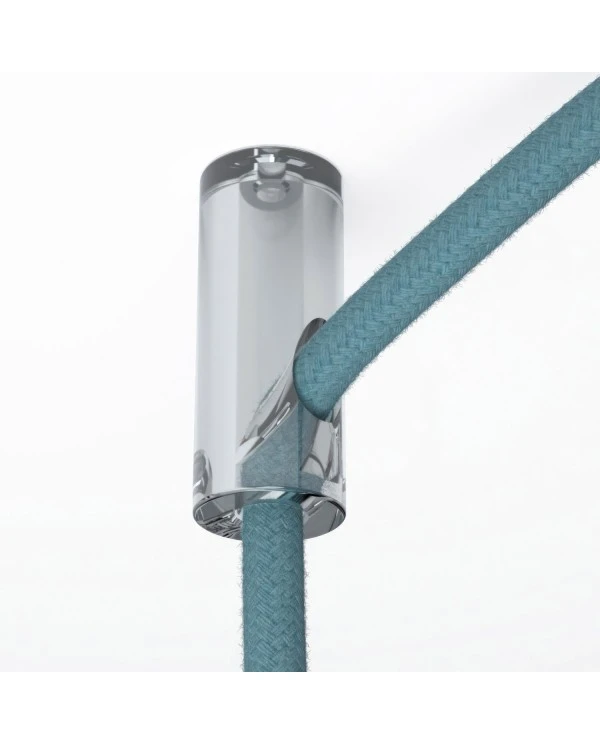 Decentraliser, ceiling hook for fabric electrical cables with stop