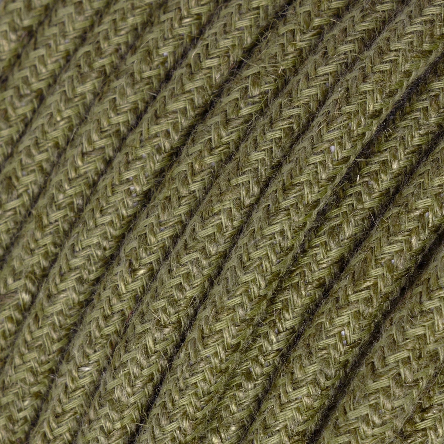 Round electric Cable covered in Plain Bark Brown RN26 Jute