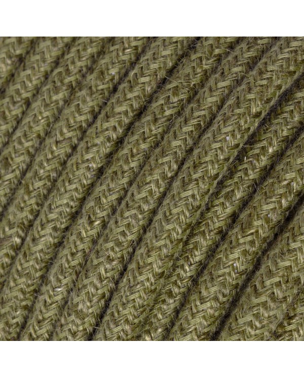 Round electric Cable covered in Plain Bark Brown RN26 Jute