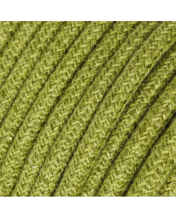 Round electric Cable covered in Plain Hay Green RN23 Jute
