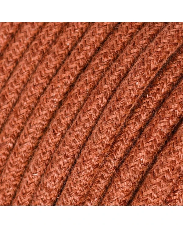 Round electric Cable covered in Plain Orange Clay RN27 Jute