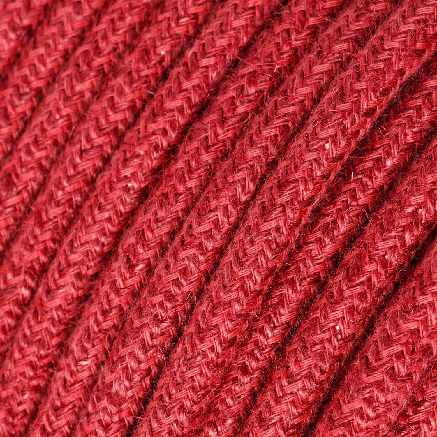 Round electric Cable covered in Plain Cherry Red RN24 Jute