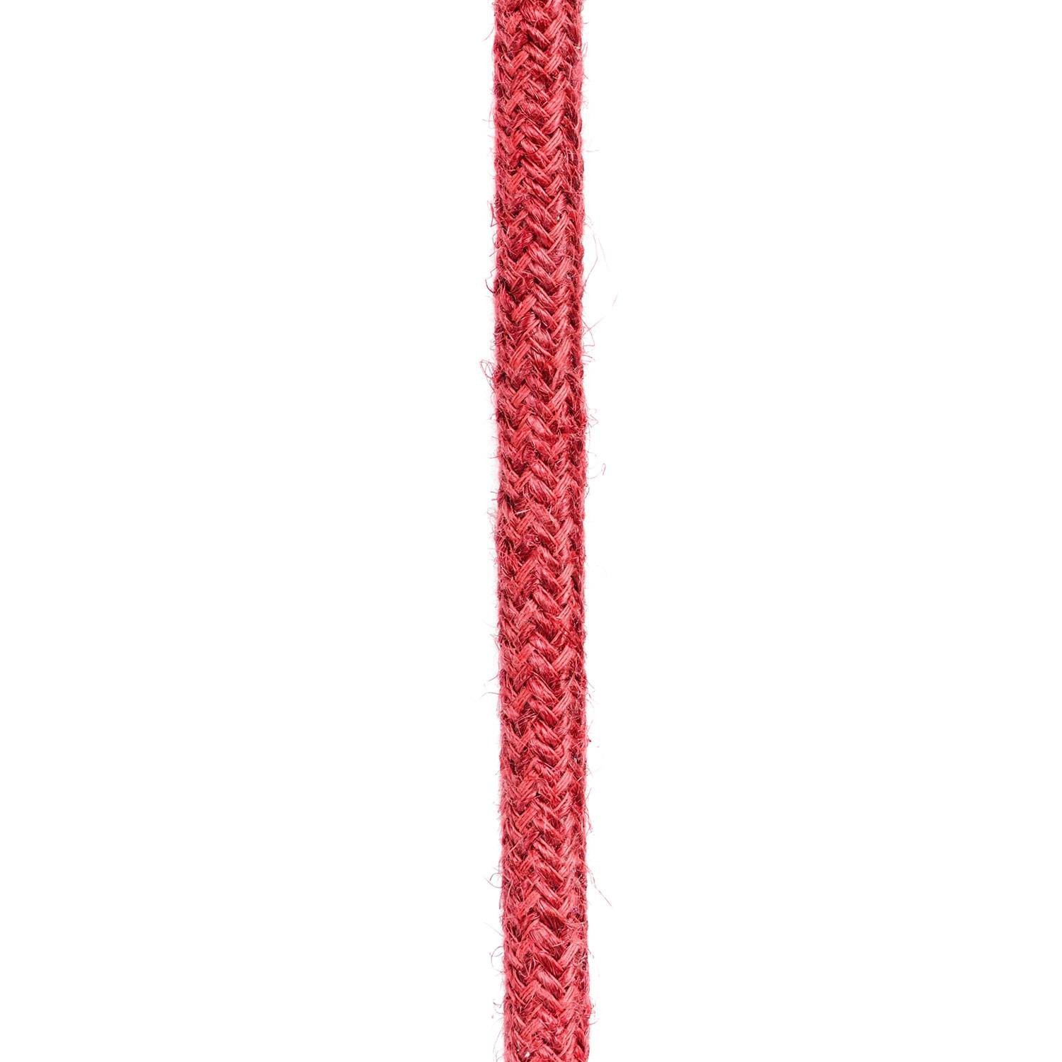 Round electric Cable covered in Plain Cherry Red RN24 Jute