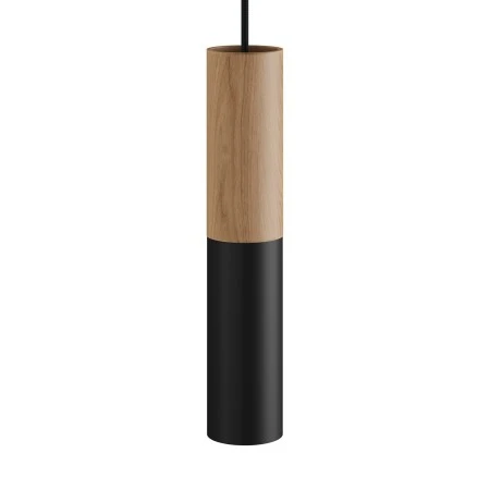 Tub-E14, wood and metal tube for spotlight with E14 double ring lamp holder - Neutral - Black