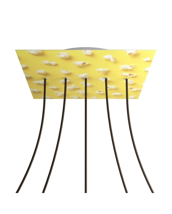 Square XXL Rose-One 5 in-line holes and 4 side holes ceiling rose, 400 mm  - PROMO