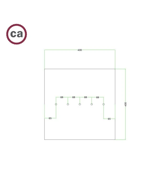 Square XXL Rose-One 5 in-line holes and 4 side holes ceiling rose, 400 mm  - PROMO