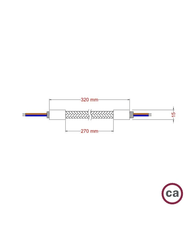 Kit Creative Flex flexible tube covered in White RM01 fabric with metal terminals