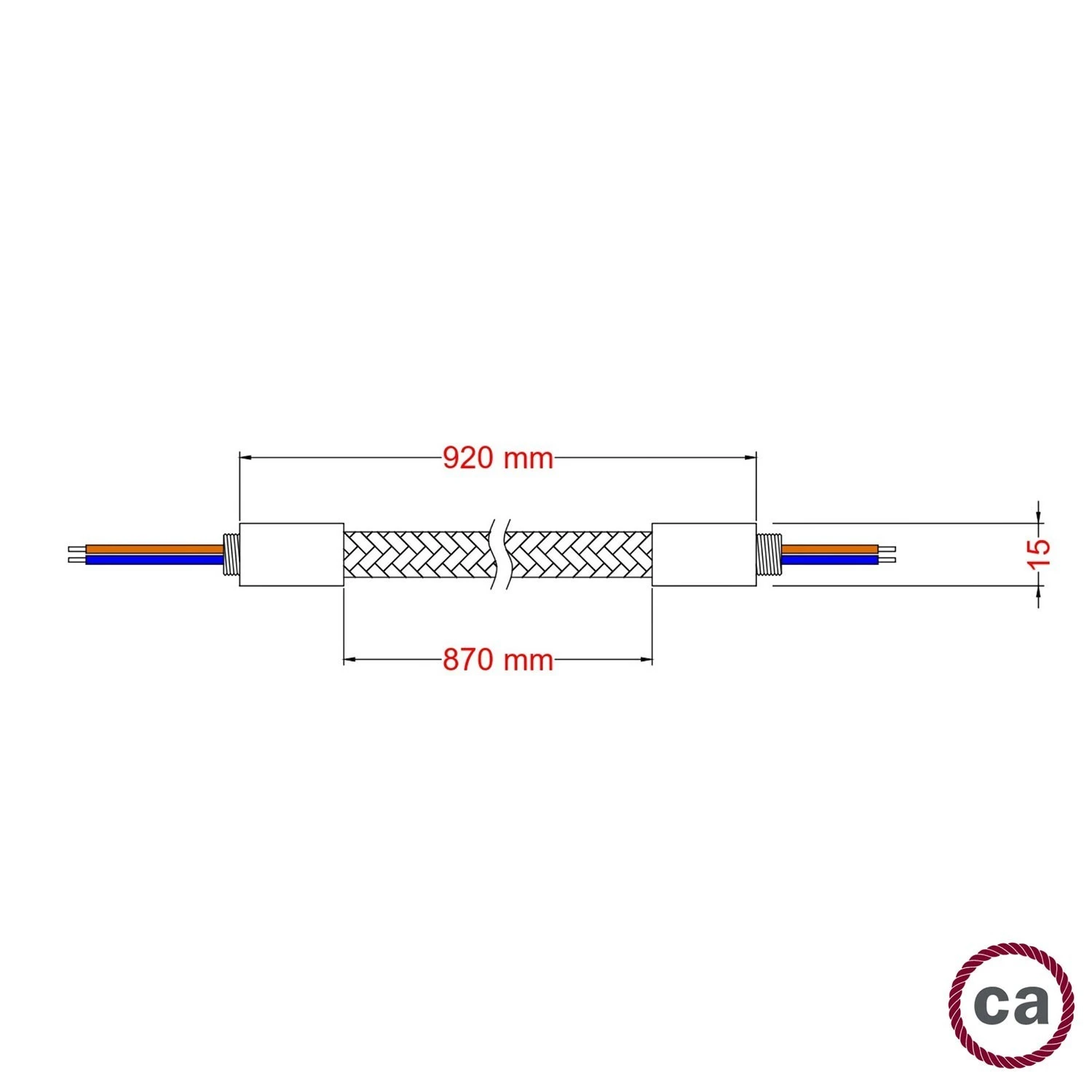 Kit Creative Flex flexible tube covered in Copper RM74 fabric with metal terminals