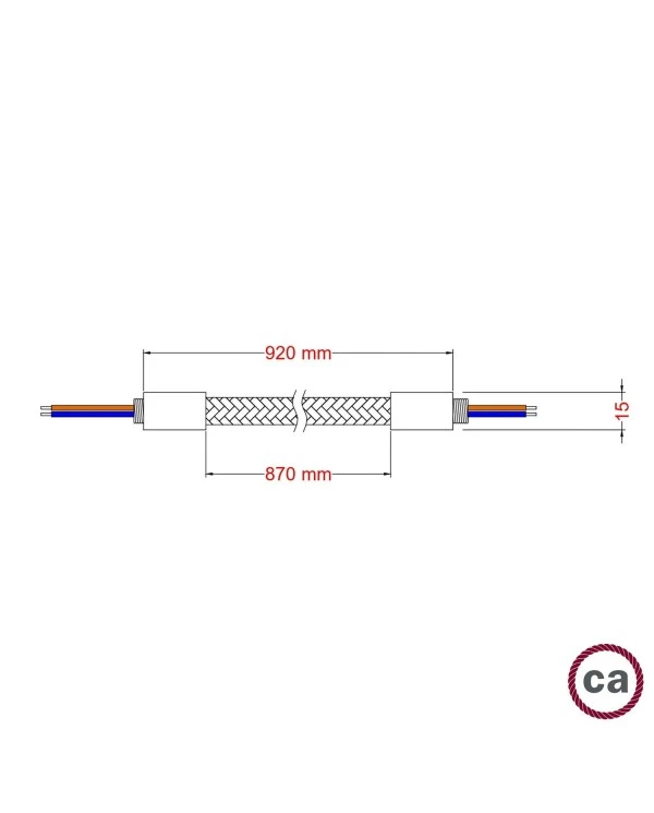 Kit Creative Flex flexible tube covered in Copper RM74 fabric with metal terminals