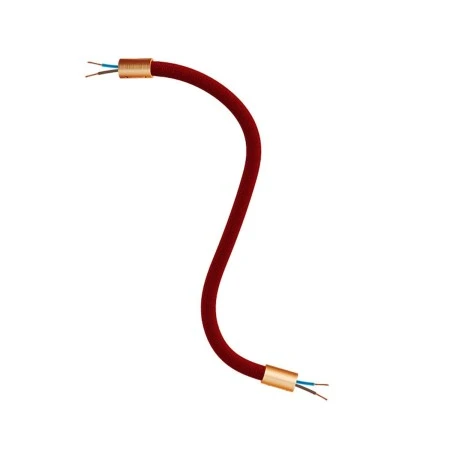 Kit Creative Flex flexible tube covered in Red RM09 fabric with metal terminals - Brushed copper