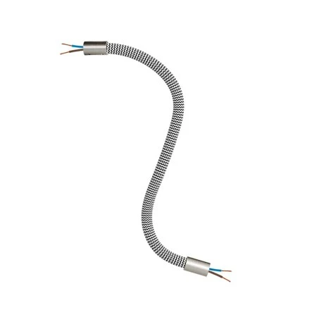 Kit Creative Flex flexible tube covered in Black White RZ04 fabric with metal terminals - Brushed titanium