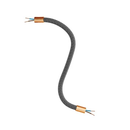 Kit Creative Flex tube flexible covered in Iron Black RZ30 fabric with metal terminals - Brushed copper