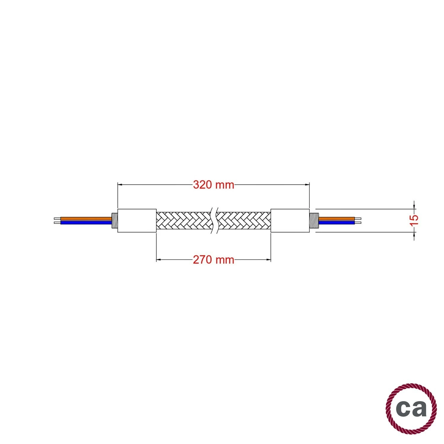 Kit Creative Flex tube flexible covered in Iron Black RZ30 fabric with metal terminals