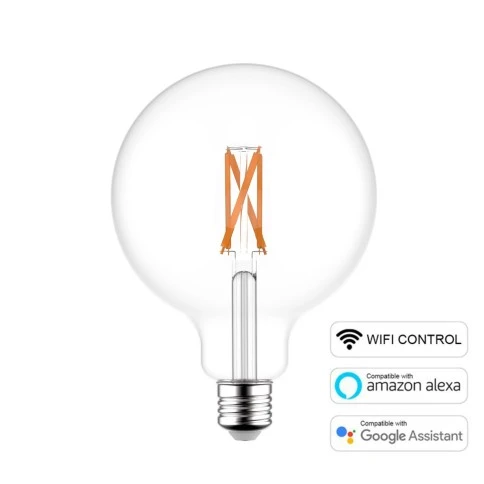 LED SMART WI-FI Light Bulb Globe G95 Transparent with Filament 6.5W 806Lm E27 Dimmable