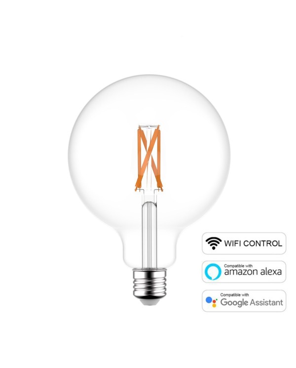 LED SMART WI-FI Light Bulb Globe G95 Transparent with Filament 6.5W 806Lm E27 Dimmable