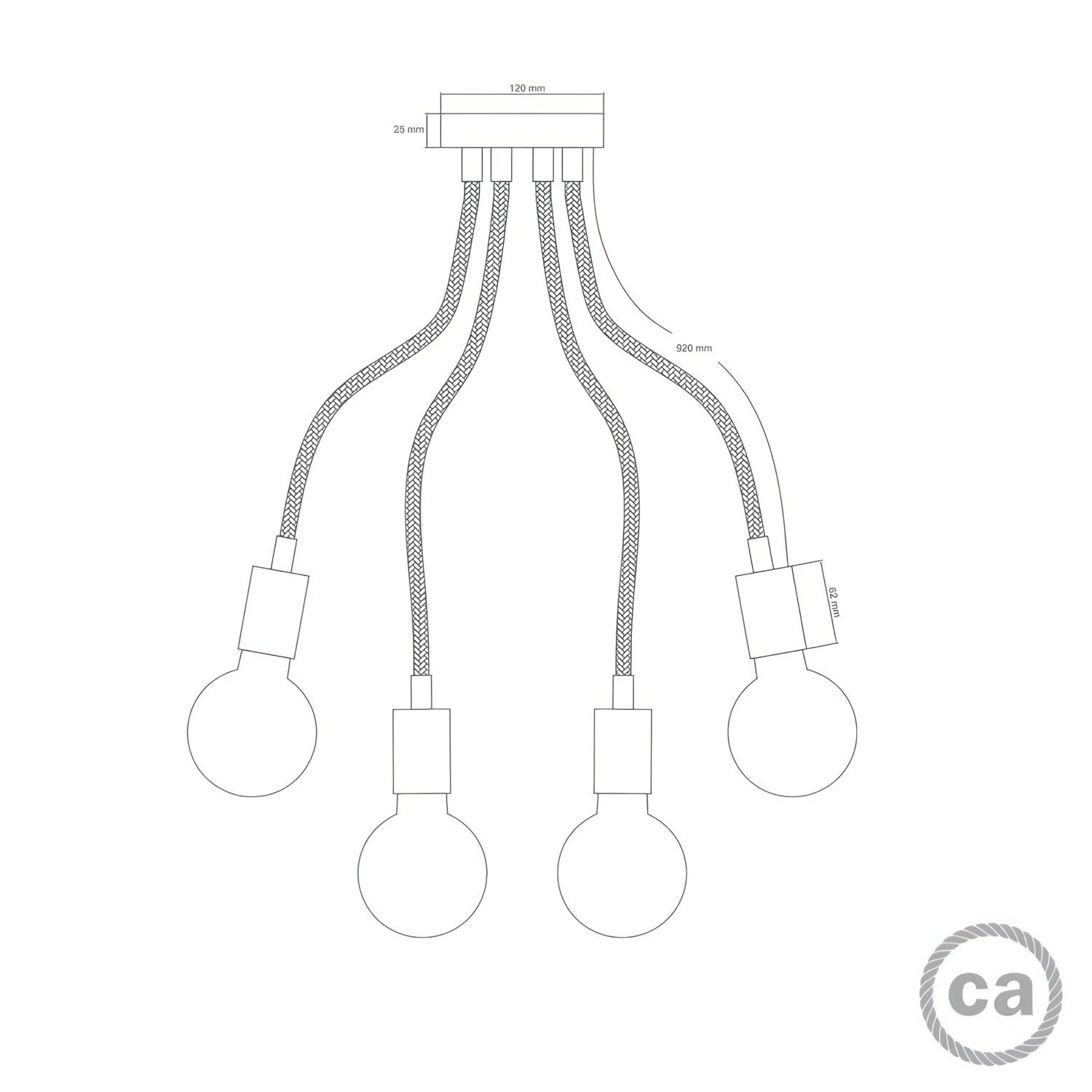 Flex 90 ceiling lamp flexible provides diffused light with LED ST64 light bulb