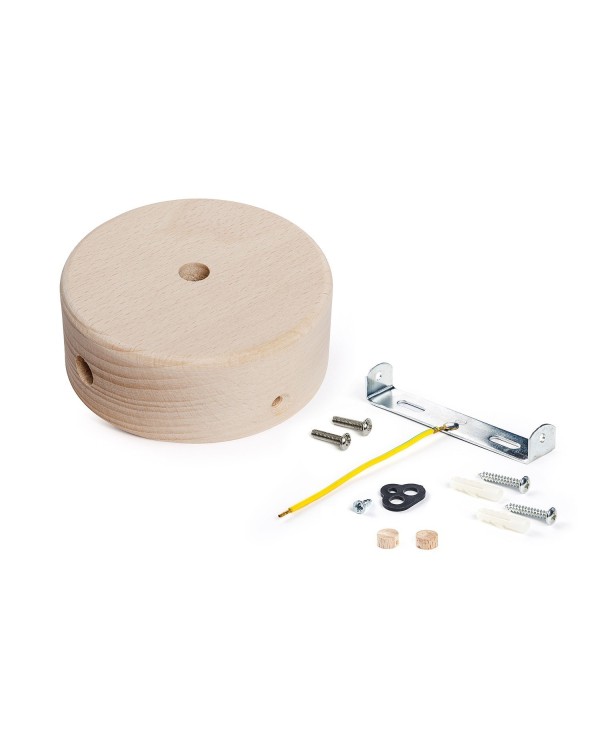 Kit Mini wooden cylindrical rose with 1 central hole and 2 lateral holes