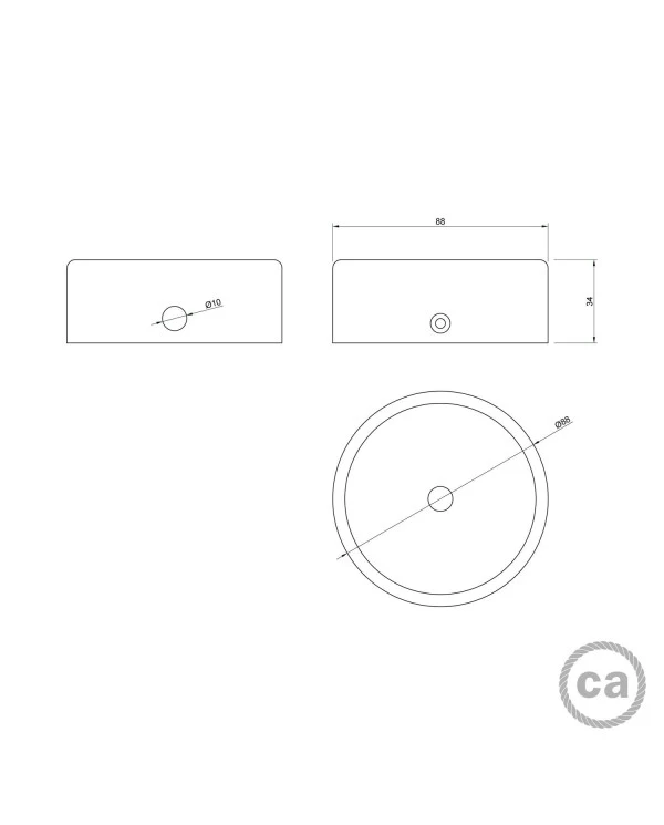 Kit Mini wooden cylindrical rose with 1 central hole and 2 lateral holes