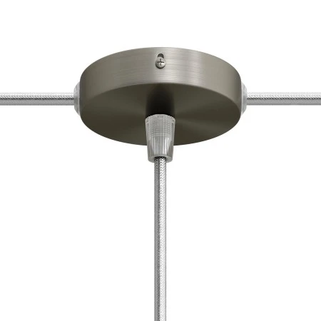 Kit Mini metal cylindrical rose with 1 central hole and 2 lateral holes - Brushed titanium