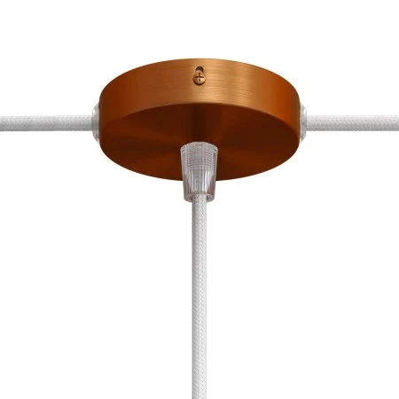 Kit Mini metal cylindrical rose with 1 central hole and 2 lateral holes - Brushed copper