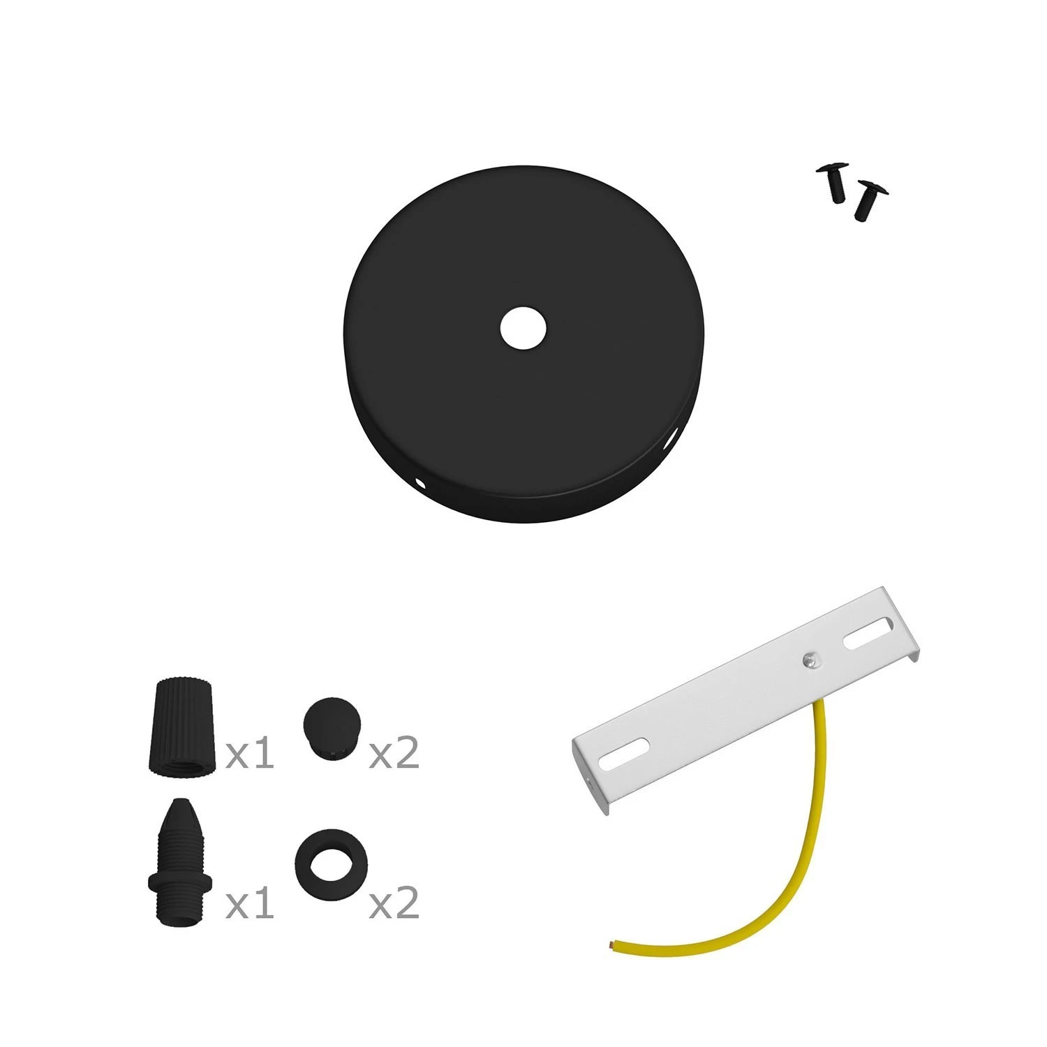 Kit Mini metal cylindrical rose with 1 central hole and 2 lateral holes